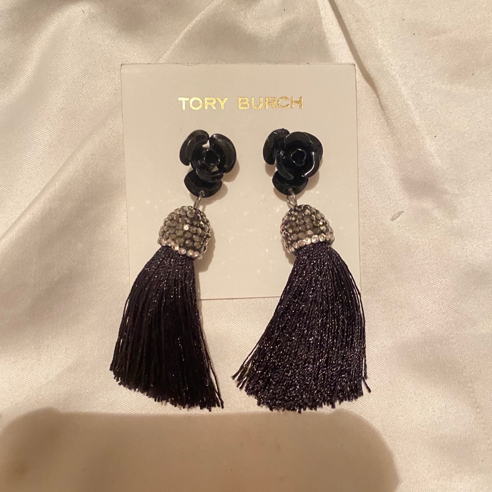 Tory Burch black tassel earrings